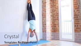  Presentation with gym - Amazing slides having middle-age-beautiful-sportwoman-smiling backdrop and a light blue colored foreground