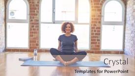  Presentation with ankle - Theme enhanced with middle-age-beautiful-sportwoman-smiling background and a soft green colored foreground