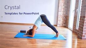  Presentation with dolphin - Presentation having middle-age-beautiful-sportwoman-standing background and a sky blue colored foreground