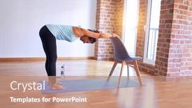  Presentation with gym - Colorful theme enhanced with middle-age-beautiful-sportwoman-standing backdrop and a coral colored foreground