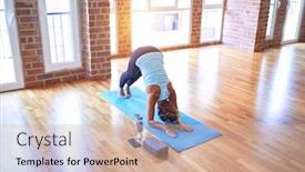  Presentation with dolphin - Amazing PPT theme having middle-age-beautiful-sportwoman-standing backdrop and a soft green colored foreground