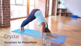  Presentation with dolphin - Cool new presentation with middle-age-beautiful-sportwoman-standing backdrop and a coral colored foreground