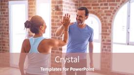  Presentation with sporty - Beautiful slide deck featuring middle-age-beautiful-sporty-couple backdrop and a coral colored foreground