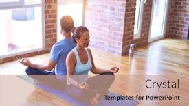  Presentation with sporty - Cool new slides with middle-age-beautiful-sporty-couple backdrop and a coral colored foreground