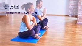  Presentation with prayer - Theme enhanced with middle-age-beautiful-sporty-couple background and a sky blue colored foreground