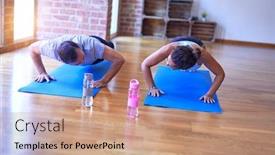  Presentation with staff - Theme having middle-age-beautiful-sporty-couple background and a coral colored foreground