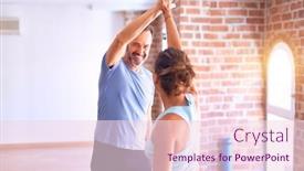  Presentation with sporty - Theme featuring middle-age-beautiful-sporty-couple background and a lemonade colored foreground