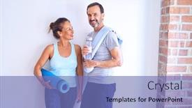  Presentation with sporty - Amazing slides having middle-age-beautiful-sporty-couple backdrop and a teal colored foreground