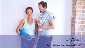  Presentation with sporty - Cool new slides with middle-age-beautiful-sporty-couple backdrop and a teal colored foreground