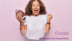  Presentation with rugby - PPT theme having middle-age-beautiful-sporty-woman background and a lemonade colored foreground