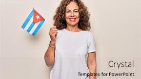  Presentation with tourist - Presentation theme having middle-age-beautiful-tourist-woman background and a soft green colored foreground