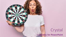  Presentation with dartboard - Presentation design with middle-age-beautiful-woman-holding background and a lemonade colored foreground