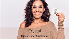  Presentation with symbol - Presentation theme with middle-age-beautiful-woman-holding background and a coral colored foreground