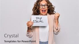  Presentation with pay - Presentation design featuring middle-age-beautiful-woman-holding background and a light gray colored foreground