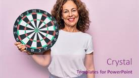  Presentation with dartboard - Presentation theme with middle-age-beautiful-woman-holding background and a lemonade colored foreground