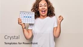  Presentation with weather - Amazing slide deck having middle-age-beautiful-woman-holding backdrop and a soft green colored foreground