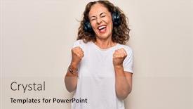  Presentation with listening woman - PPT layouts consisting of middle-age-beautiful-woman-listening background and a soft green colored foreground