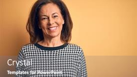  Presentation with wearing a surgical face mask - PPT theme featuring middle-age-beautiful-woman-wearing background and a gray colored foreground