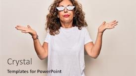  Presentation with funny - Presentation theme with middle-age-beautiful-woman-wearing background and a soft green colored foreground