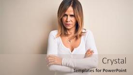  Presentation with negative - PPT theme with middle-age-beautiful-woman-wearing background and a soft green colored foreground