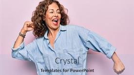  Presentation with listening woman - Presentation theme consisting of middle-age-beautiful-woman-wearing background and a light blue colored foreground