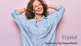  Presentation with denim - Cool new presentation with middle-age-beautiful-woman-wearing backdrop and a light blue colored foreground