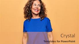  Presentation with confident - Beautiful slide deck featuring middle-age-beautiful-woman-wearing backdrop and a yellow colored foreground