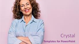  Presentation with denim - PPT theme featuring middle-age-beautiful-woman-wearing background and a lemonade colored foreground