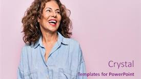  Presentation with denim - Cool new PPT theme with middle-age-beautiful-woman-wearing backdrop and a lemonade colored foreground