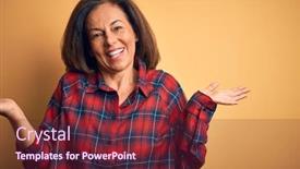  Presentation with comparison - Colorful presentation theme enhanced with middle-age-beautiful-woman-wearing backdrop and a tawny brown colored foreground