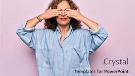  Presentation with blind - Slide deck featuring middle-age-beautiful-woman-wearing background and a light blue colored foreground