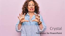  Presentation with panic - Cool new presentation with middle-age-beautiful-woman-wearing backdrop and a lemonade colored foreground