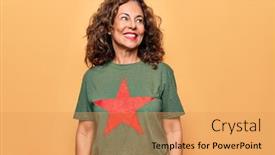  Presentation with communism - Colorful theme enhanced with middle-age-beautiful-woman-wearing backdrop and a yellow colored foreground