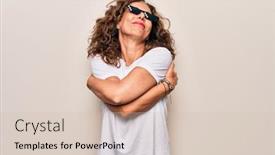  Presentation with confident love - Audience pleasing PPT theme consisting of middle-age-beautiful-woman-wearing backdrop and a soft green colored foreground