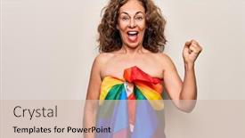  Presentation with gay flag - Audience pleasing slide deck consisting of middle-age-beautiful-woman-wearing backdrop and a soft green colored foreground