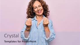  Presentation with business pink - Audience pleasing slide set consisting of middle-age-beautiful-woman-wearing backdrop and a light blue colored foreground