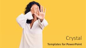  Presentation with sad woman - Colorful theme enhanced with middle-age-beautiful-woman-wearing backdrop and a yellow colored foreground