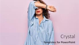  Presentation with sad woman - Audience pleasing PPT layouts consisting of middle-age-beautiful-woman-wearing backdrop and a light blue colored foreground