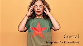  Presentation with communism - Cool new PPT theme with middle-age-beautiful-woman-wearing backdrop and a yellow colored foreground