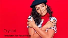  Presentation with self care - Audience pleasing theme consisting of middle-age-beautiful-woman-wearing backdrop and a red colored foreground