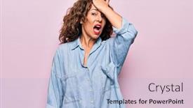  Presentation with memory - Amazing PPT layouts having middle-age-beautiful-woman-wearing backdrop and a light blue colored foreground