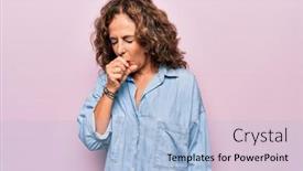  Presentation with denim - Presentation enhanced with middle-age-beautiful-woman-wearing background and a light blue colored foreground