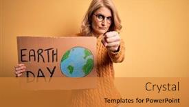  Presentation with middle earth - PPT theme featuring middle-age-blonde-woman-asking background and a gold colored foreground