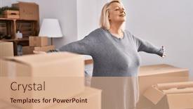  Presentation with breathing - Slides with middle-age-blonde-woman-breathing background and a coral colored foreground