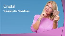  Presentation with snicker chocolate bar - Colorful theme enhanced with middle age blonde woman eating backdrop and a  colored foreground