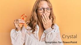  Presentation with awareness - Slide deck having middle-age-blonde-woman-holding background and a coral colored foreground