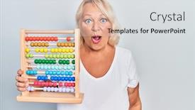  Presentation with mouth - Beautiful slides featuring middle-age-blonde-woman-holding backdrop and a light gray colored foreground