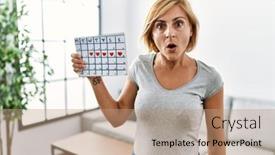  Presentation with mouth - Slide set featuring middle-age-blonde-woman-holding background and a coral colored foreground