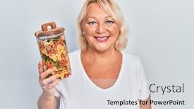  Presentation with teeth - Theme enhanced with middle-age-blonde-woman-holding background and a light gray colored foreground