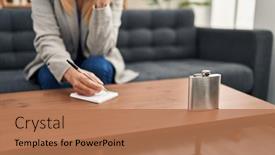  Presentation with psychology - Theme featuring middle-age-blonde-woman-psychologist background and a coral colored foreground